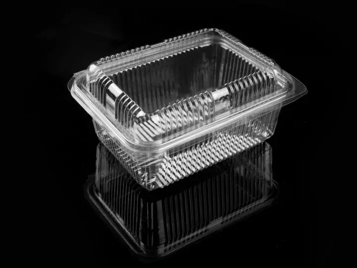 Contenedor plástico transparente con tapa para comida